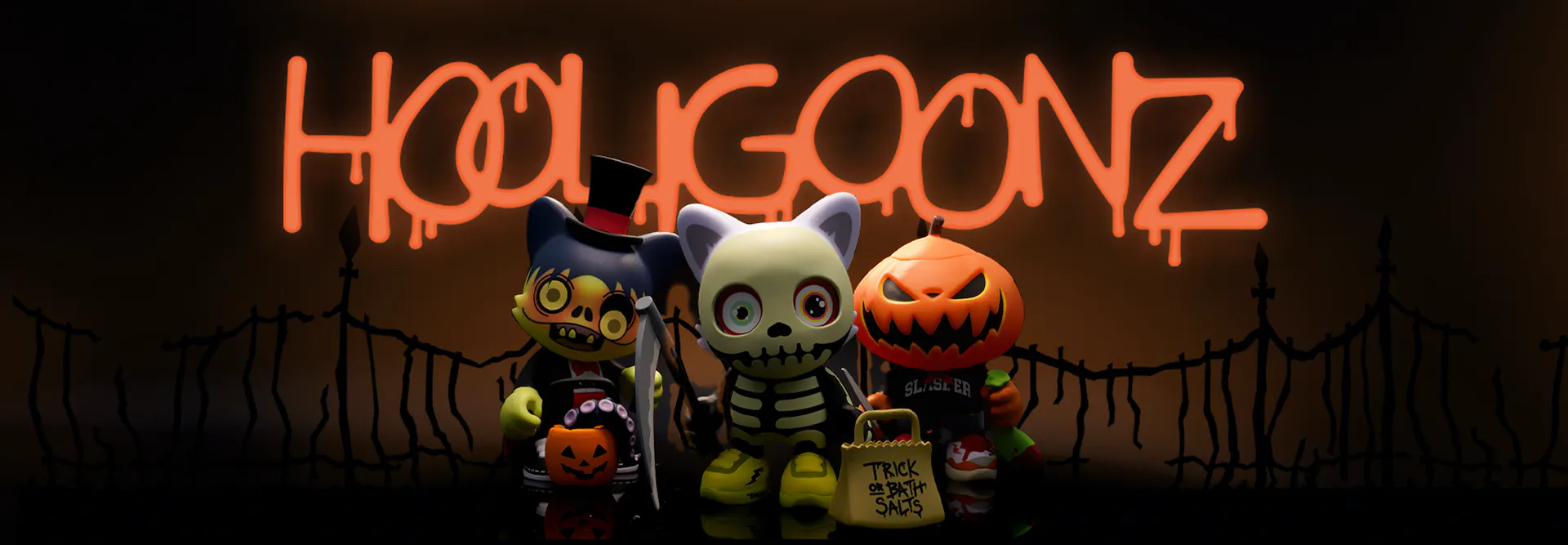 Featured image for “Superplastic’s Holiday-Exclusive Hooligoonz Figures By Janky Are Perfectly Spooky”