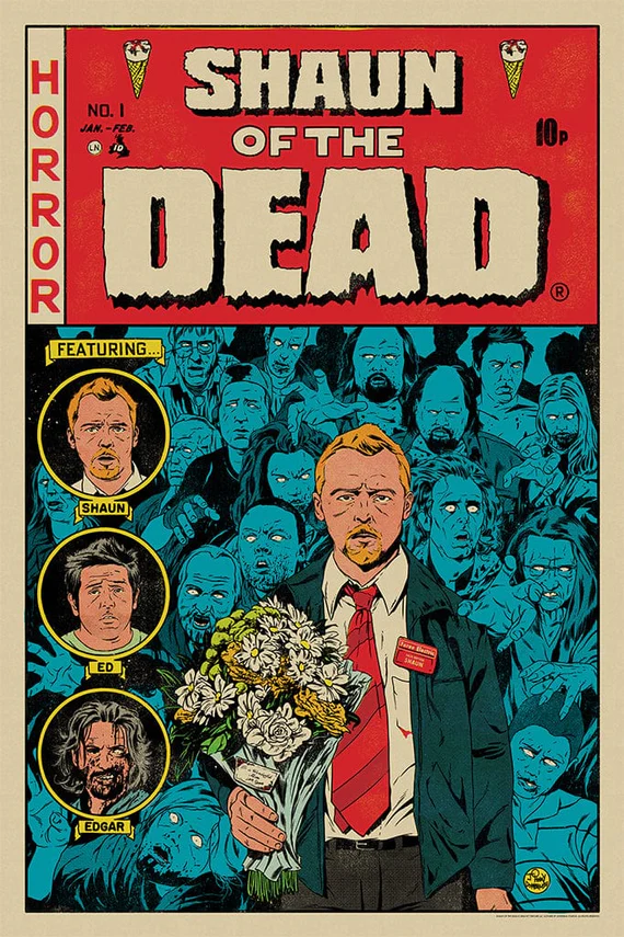 alternative movie poster for Shaun of the Dead by Johnny Dombrowski
